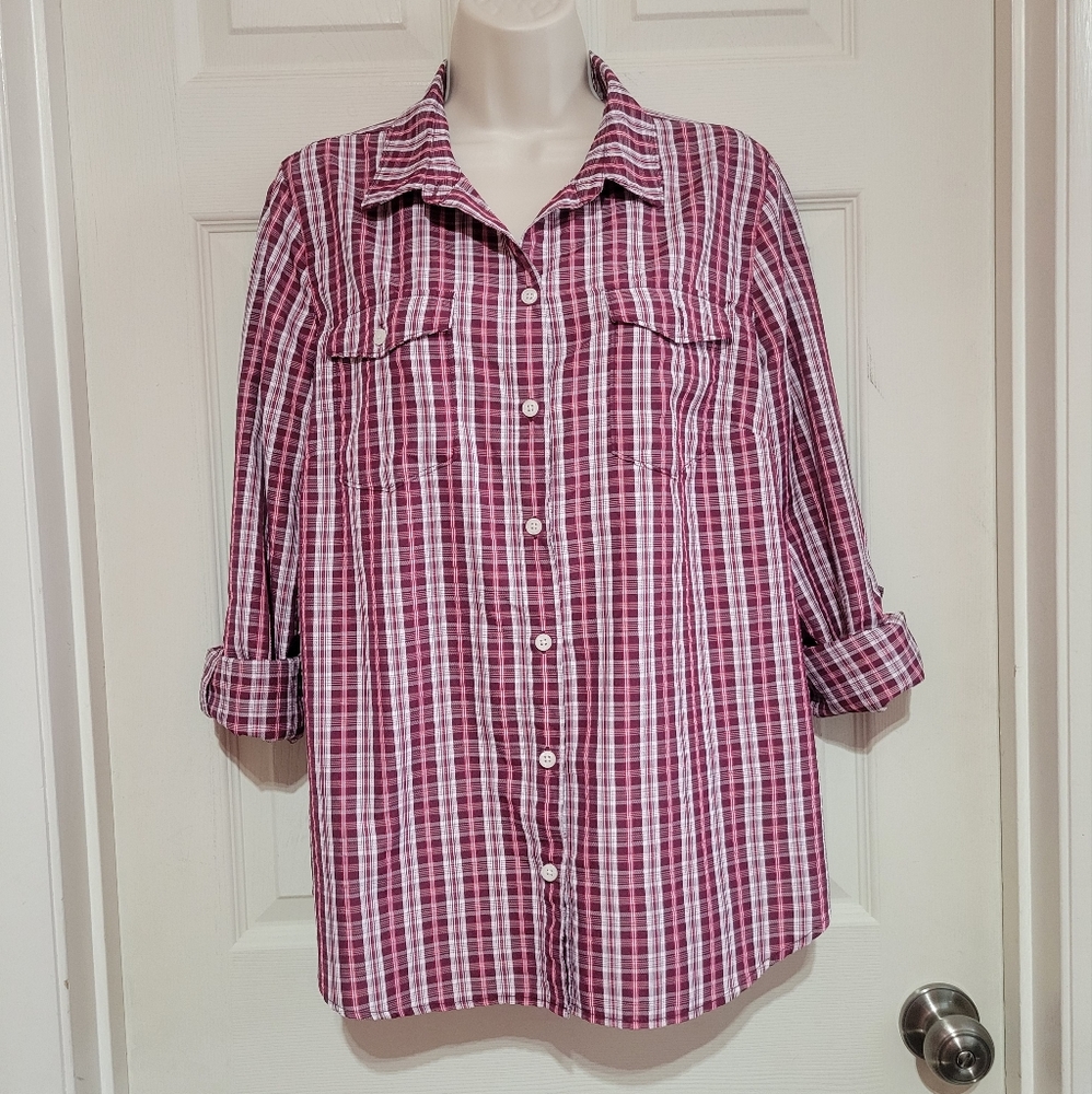 Eddie Bauer checker pattern women's shirt size large
